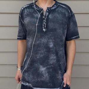 Vintage Affliction Y2K Faded Stone Wash Henley Shirt - Size L